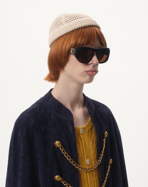 Valentino GORRO DE ALGODÓN TEJIDO CON EL VLOGO SIGNATURE