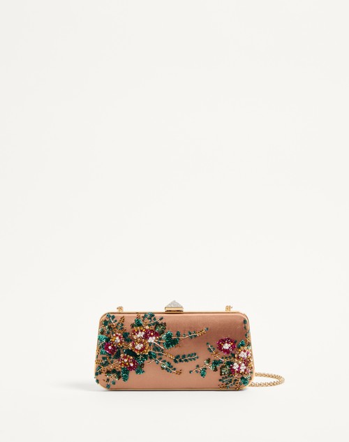 Valentino MINAUDIÈRE CARRY SECRETS DE SATÉN CON BORDADO FLORAL