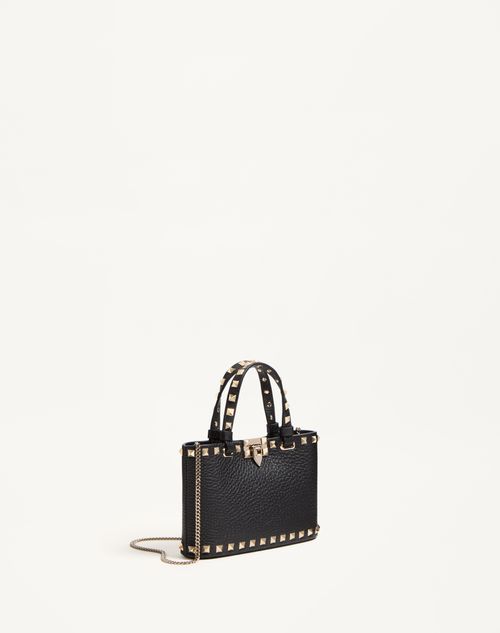Valentino MINIBOLSO DE COMPRAS ROCKSTUD DE CUERO GRANEADO DE BECERRO