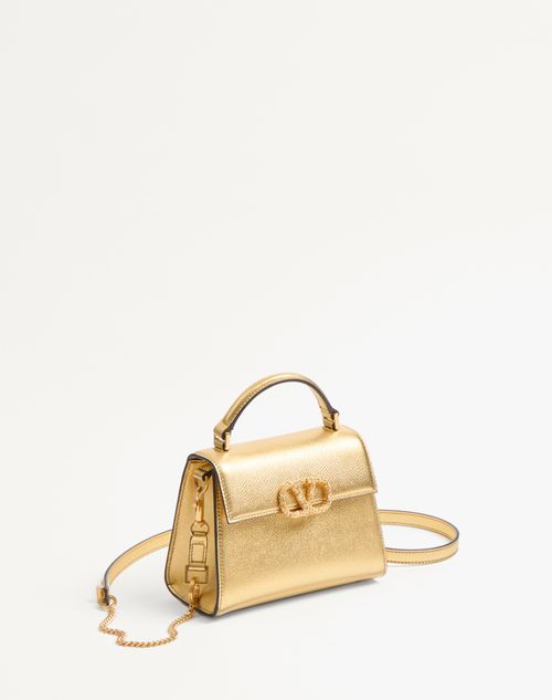 Valentino MINIBOLSO DE MANO VALENTINO GARAVANI VSLING DE CUERO DE BECERRO GRANEADO Y LAMINADO Y LOGOTIPO DE JOYERÍA