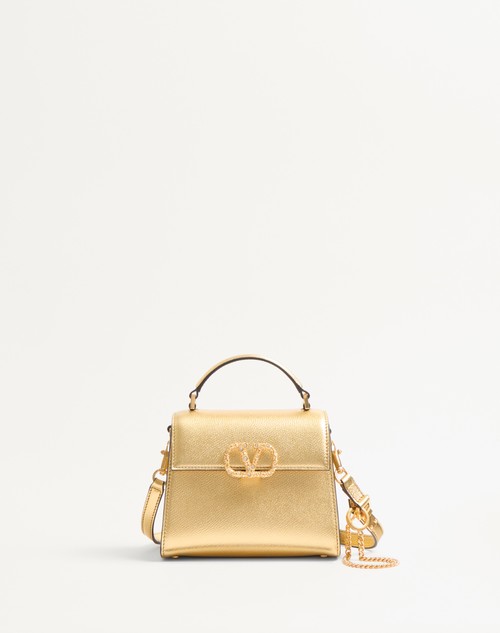 Valentino MINIBOLSO DE MANO VALENTINO GARAVANI VSLING DE CUERO DE BECERRO GRANEADO Y LAMINADO Y LOGOTIPO DE JOYERÍA