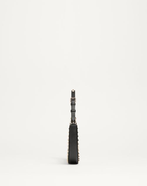 Valentino MINIBOLSO HOBO ROCKSTUD DE CUERO GRANEADO DE BECERRO