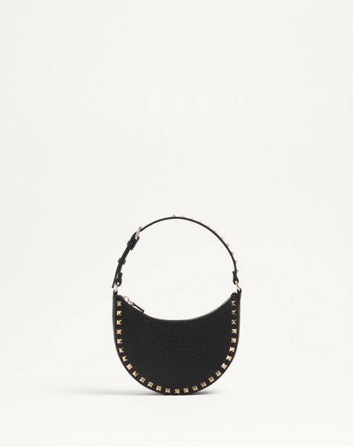 Valentino MINIBOLSO HOBO ROCKSTUD DE CUERO GRANEADO DE BECERRO