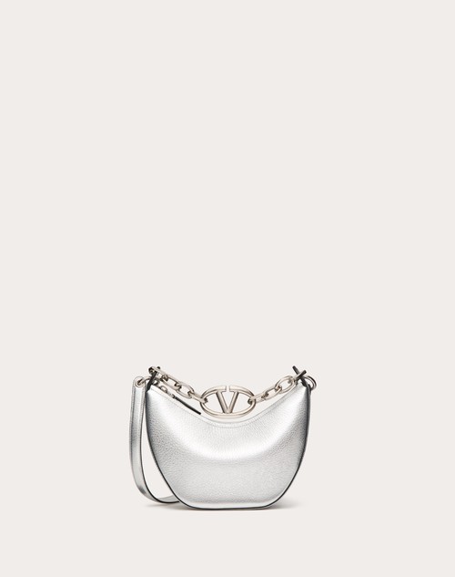 Valentino MINIBOLSO HOBO VLOGO MOON DE CUERO DE BECERRO GRANEADO Y METALIZADO CON CADENA