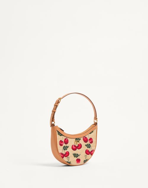 Valentino MINIBOLSO HOBO VLOGO SIGNATURE DE JACQUARD DE RAFIA CON MOTIVO CHERRYFIC