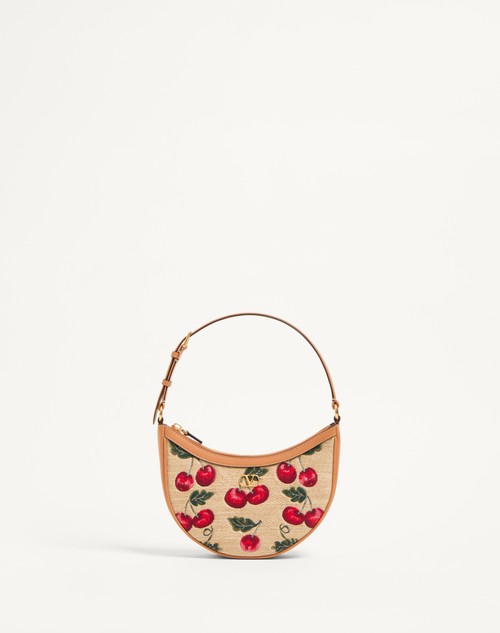 Valentino MINIBOLSO HOBO VLOGO SIGNATURE DE JACQUARD DE RAFIA CON MOTIVO CHERRYFIC