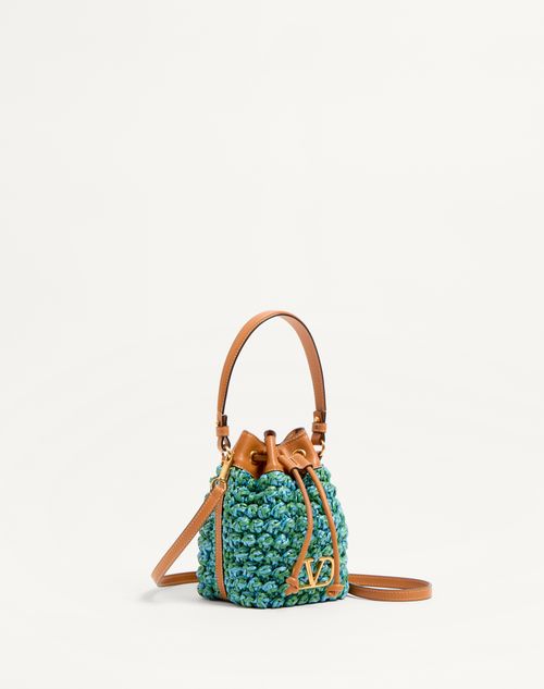 Valentino MINIBOLSO TIPO SACO VLOGO SIGNATURE DE CROCHET DE RAFIA SINTÉTICA