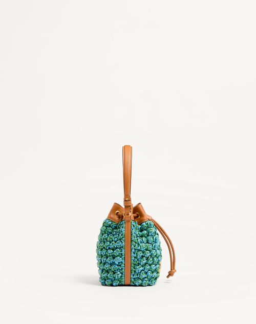 Valentino MINIBOLSO TIPO SACO VLOGO SIGNATURE DE CROCHET DE RAFIA SINTÉTICA