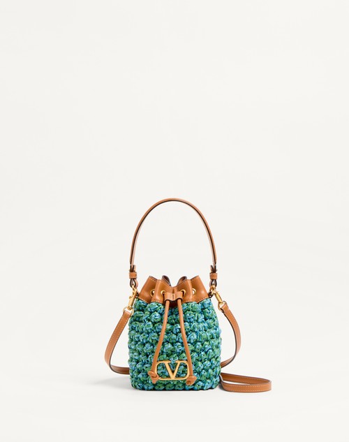 Valentino MINIBOLSO TIPO SACO VLOGO SIGNATURE DE CROCHET DE RAFIA SINTÉTICA