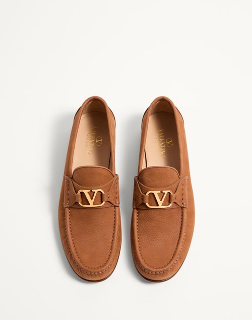 Valentino MOCASÍN DE CUERO GAMUZA DE VENADO CON EL VLOGO SIGNATURE