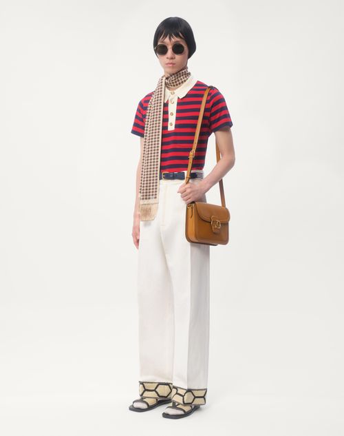 Valentino PANTALÓN DE ALGODÓN Y LINO CON DOBLADILLO DE JACQUARD