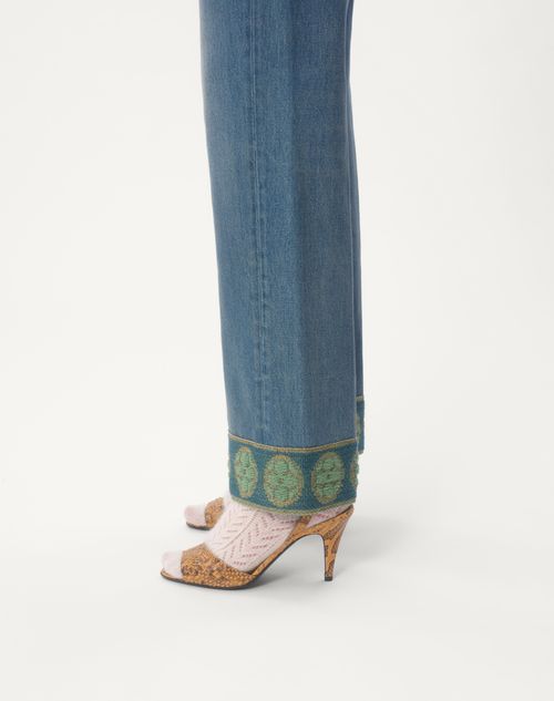Valentino PANTALÓN DE DENIM CON RIBETES DE JACQUARD