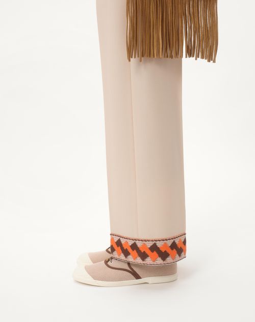 Valentino PANTALÓN DE GABARDINA DE LANA CON DOBLADILLO DE JACQUARD