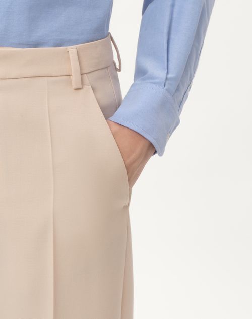 Valentino PANTALÓN DE GABARDINA DE LANA CON DOBLADILLO DE JACQUARD