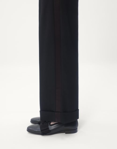 Valentino PANTALÓN DE LANA CON DOBLADILLO Y BANDAS LATERALES DE SATÉN