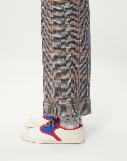 Valentino PANTALÓN DE MEZCLA DE LANA CON DOBLADILLO DE DISEÑO A CUADROS