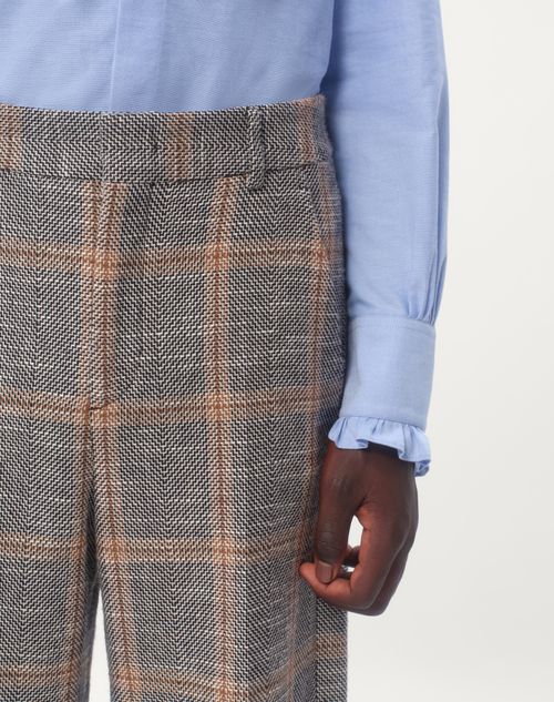 Valentino PANTALÓN DE MEZCLA DE LANA CON DOBLADILLO DE DISEÑO A CUADROS
