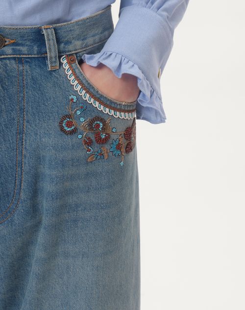 Valentino PANTALÓN DE MEZCLILLA CON BORDADO DE CUENTAS