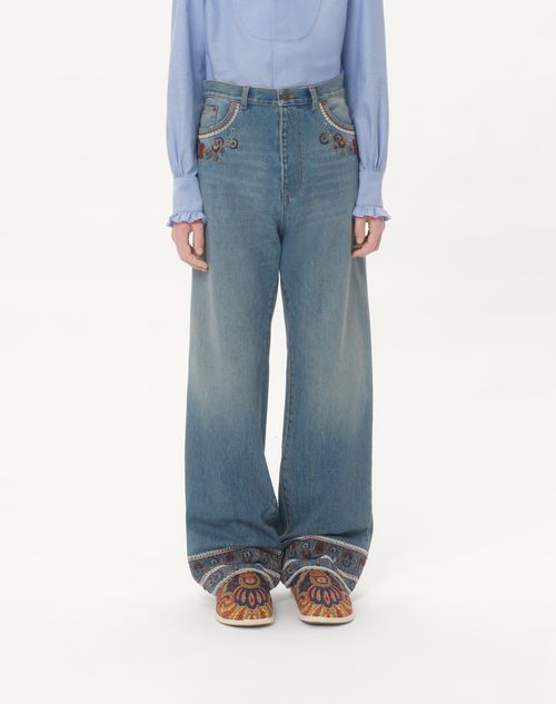 Valentino PANTALÓN DE MEZCLILLA CON BORDADO DE CUENTAS