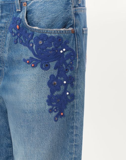 Valentino PANTALÓN DE MEZCLILLA CON BORDADO Y CUENTAS