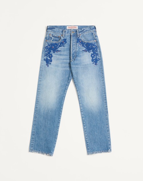 Valentino PANTALÓN DE MEZCLILLA CON BORDADO Y CUENTAS