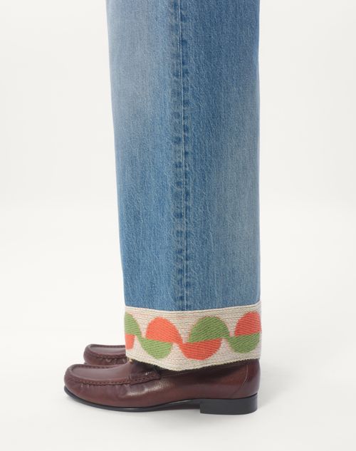 Valentino PANTALÓN DE MEZCLILLA CON DOBLADILLO DE JACQUARD