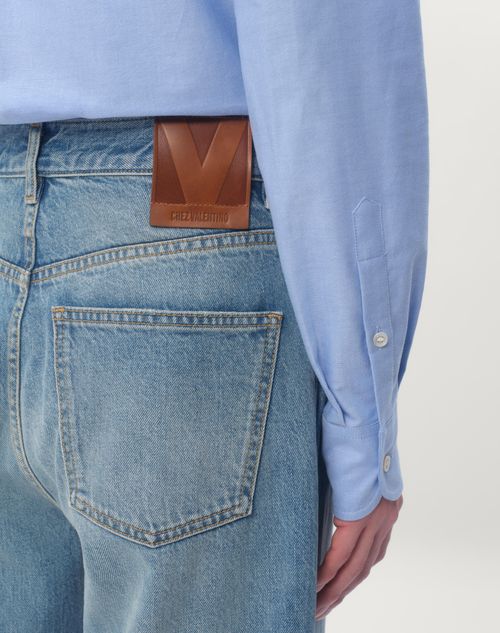 Valentino PANTALÓN DE MEZCLILLA CON DOBLADILLO DE JACQUARD