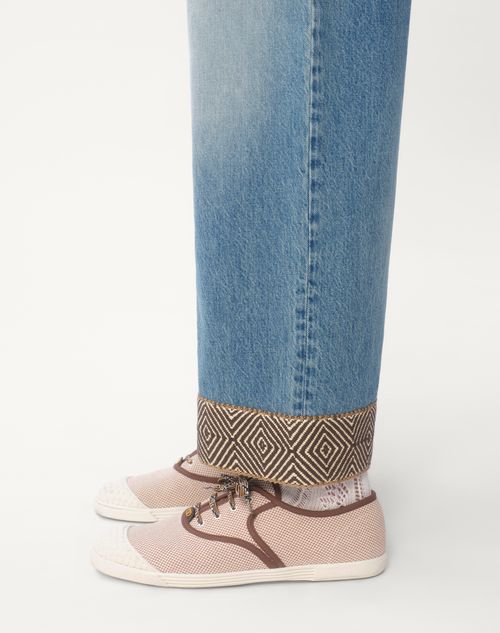 Valentino PANTALÓN DE MEZCLILLA CON DOBLADILLO DE JACQUARD