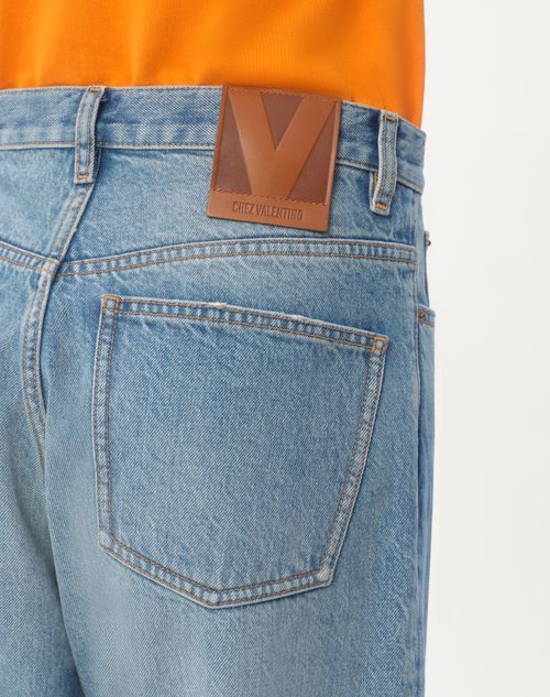 Valentino PANTALÓN DE MEZCLILLA CON DOBLADILLO DE JACQUARD