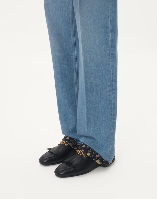 Valentino PANTALÓN DE MEZCLILLA CON DOBLADILLO FLOREADO