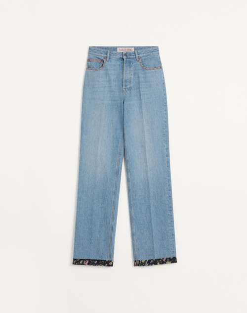 Valentino PANTALÓN DE MEZCLILLA CON DOBLADILLO FLOREADO