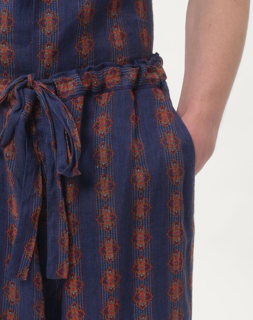 Valentino PANTALÓN PIJAMA DE LINO CON ESTAMPADO VOYAGE IMAGINAIRE