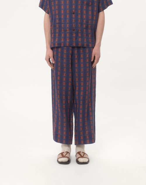 Valentino PANTALÓN PIJAMA DE LINO CON ESTAMPADO VOYAGE IMAGINAIRE