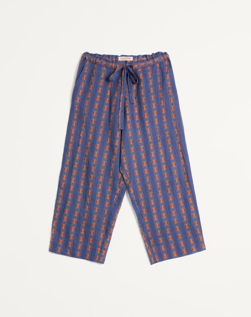 Valentino PANTALÓN PIJAMA DE LINO CON ESTAMPADO VOYAGE IMAGINAIRE