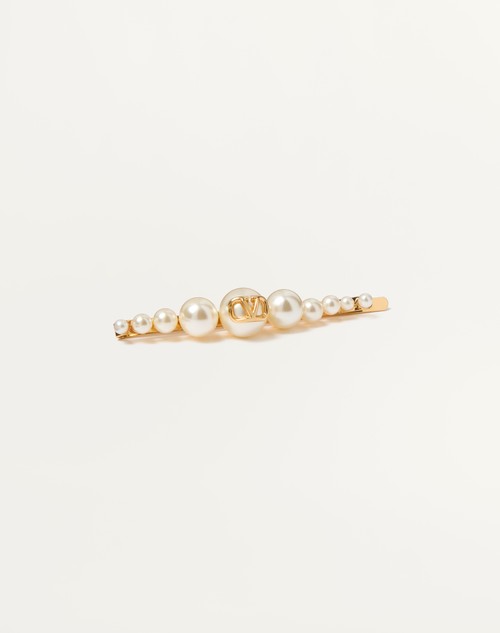 Valentino PINZA PARA EL CABELLO DE METAL Y PERLAS CON EL VLOGO SIGNATURE