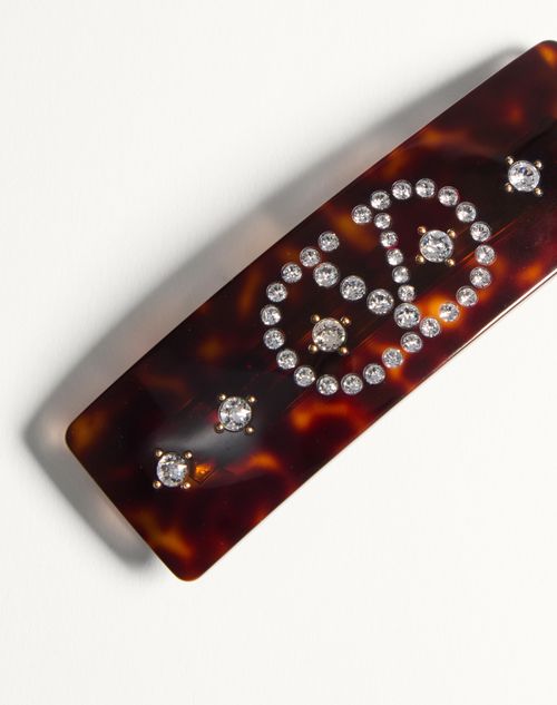 Valentino PINZA PARA EL CABELLO VLOGO SIGNATURE DE RESINA METAL Y CRISTALES