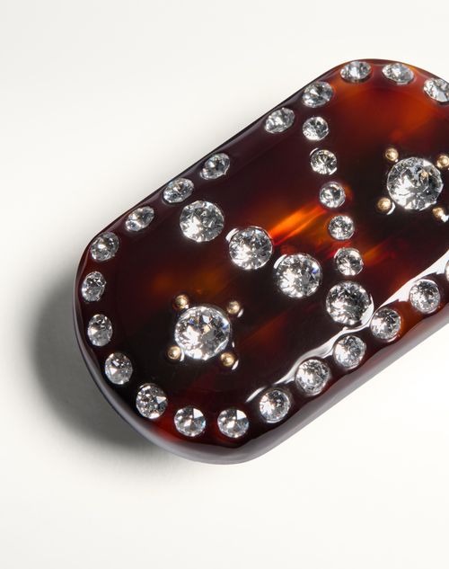 Valentino PINZA PARA EL CABELLO VLOGO SIGNATURE DE RESINA METAL Y CRISTALES