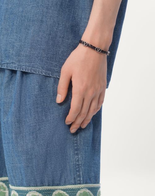 Valentino PULSERA VLOGO SIGNATURE DE CUERO DE BECERRO TRENZADO