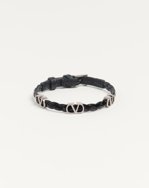 Valentino PULSERA VLOGO SIGNATURE DE CUERO DE BECERRO TRENZADO