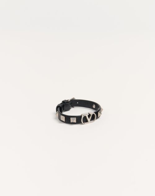 Valentino PULSERA VLOGO SIGNATURE DE CUERO GRANEADO DE BECERRO