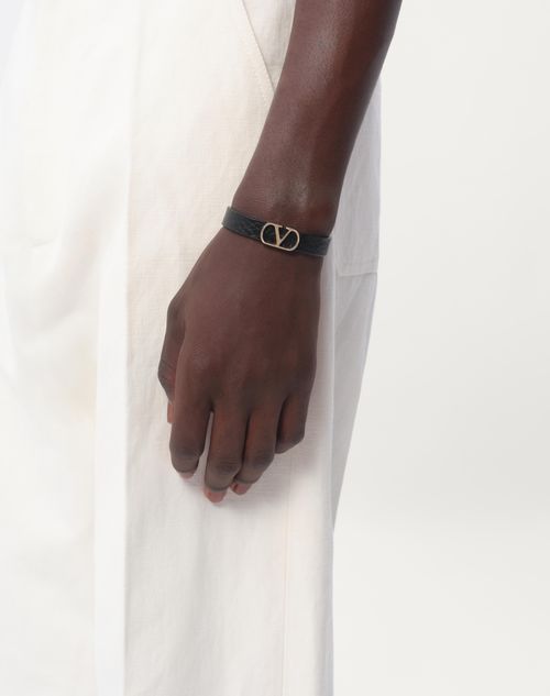 Valentino PULSERA VLOGO SIGNATURE DE CUERO GRANEADO DE BECERRO
