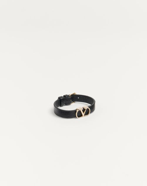 Valentino PULSERA VLOGO SIGNATURE DE CUERO GRANEADO DE BECERRO