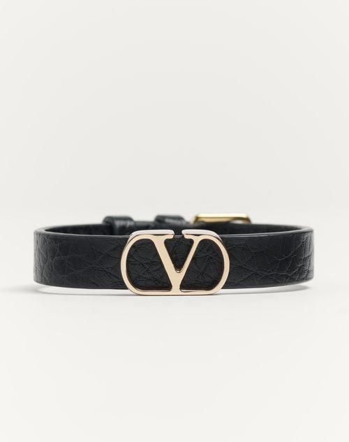 Valentino PULSERA VLOGO SIGNATURE DE CUERO GRANEADO DE BECERRO