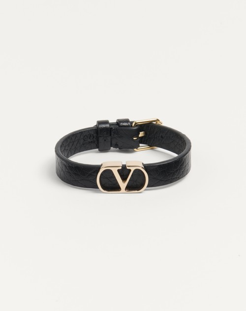 Valentino PULSERA VLOGO SIGNATURE DE CUERO GRANEADO DE BECERRO