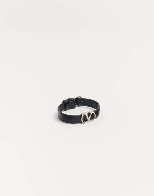 Valentino PULSERA VLOGO SIGNATURE DE CUERO GRANEADO DE BECERRO