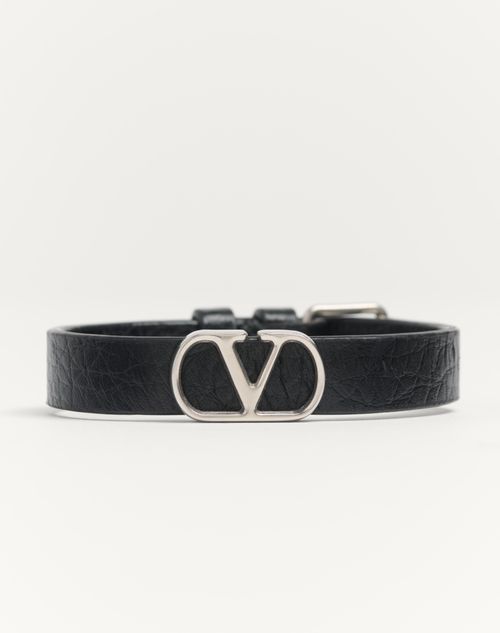 Valentino PULSERA VLOGO SIGNATURE DE CUERO GRANEADO DE BECERRO