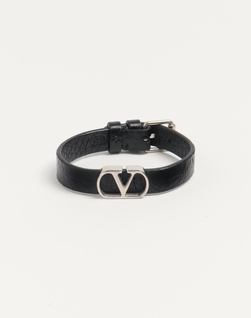 Valentino PULSERA VLOGO SIGNATURE DE CUERO GRANEADO DE BECERRO