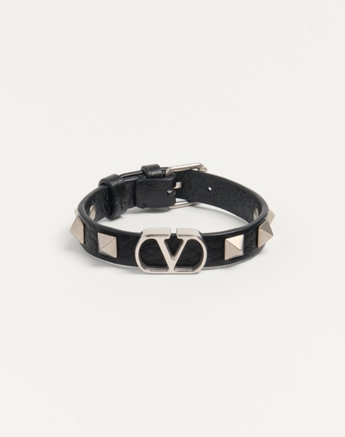 Valentino PULSERA VLOGO SIGNATURE DE CUERO GRANEADO DE BECERRO