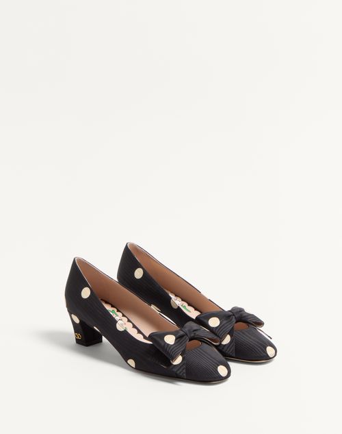 Valentino PUMP BOWOW DE TELA MOIRÉ PLUS DE POIS CON TACÓN DE 45 MM
