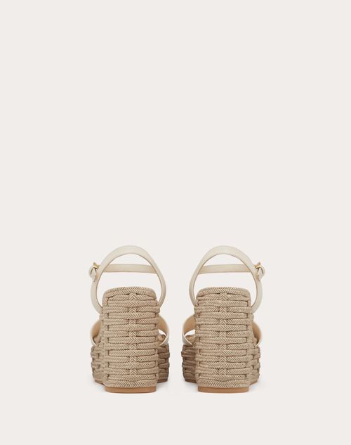 Valentino SANDALIA DE CUERO DE BECERRO CON EL VLOGO CALADO Y TACÓN EN CUÑA DE 110 MM